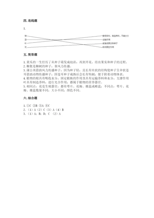 科学四年级下册第一单元植物的生长变化测试卷（夺冠）.docx