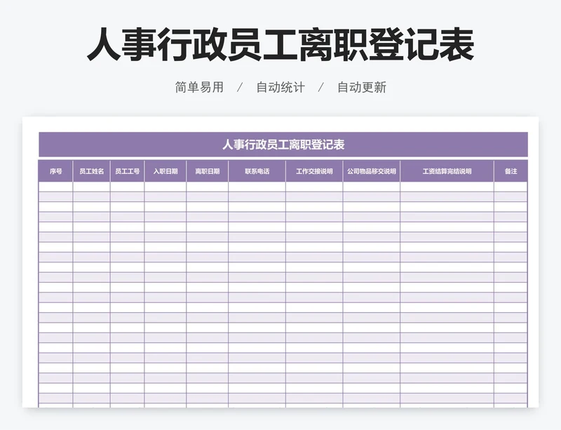 人事行政员工离职登记表