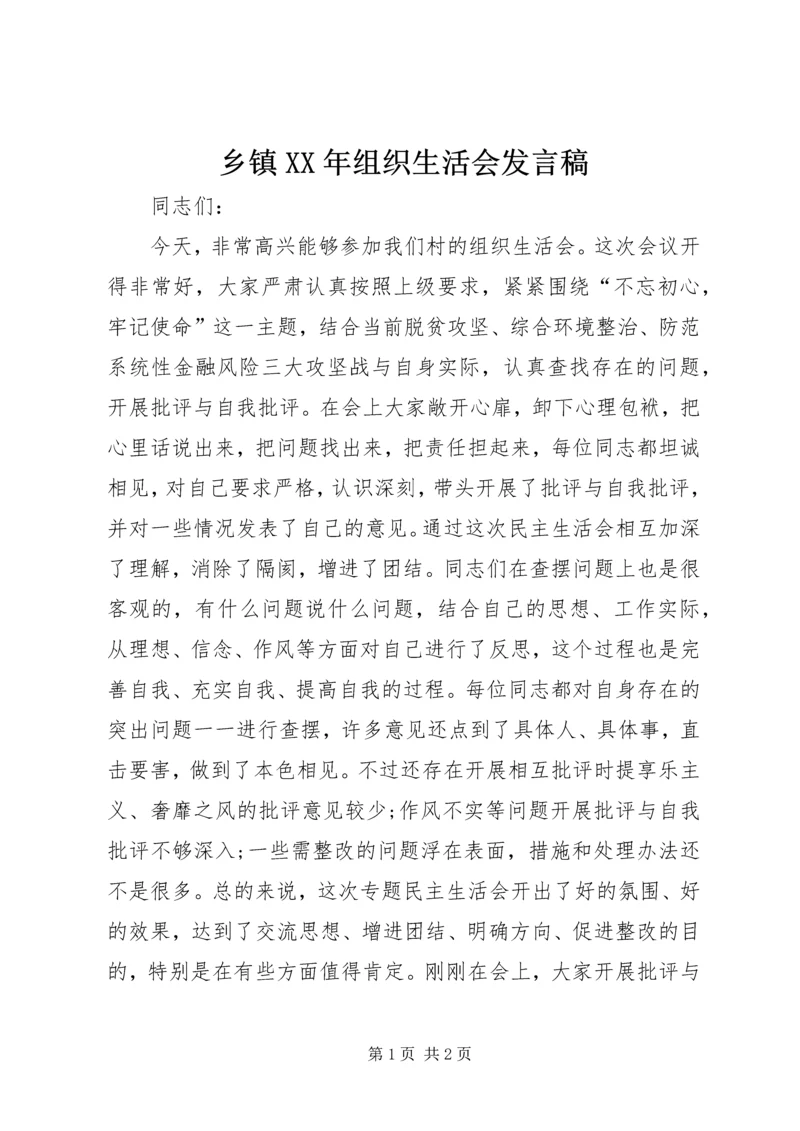 乡镇某年组织生活会讲话稿.docx