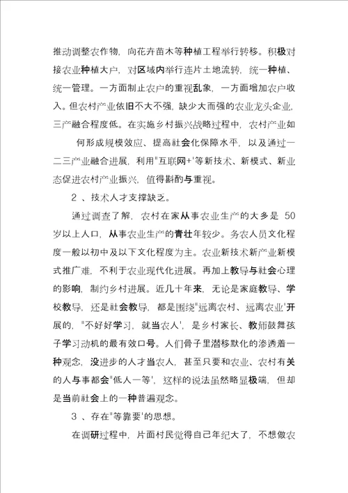 牧野区人大代表乡村振兴调研报告