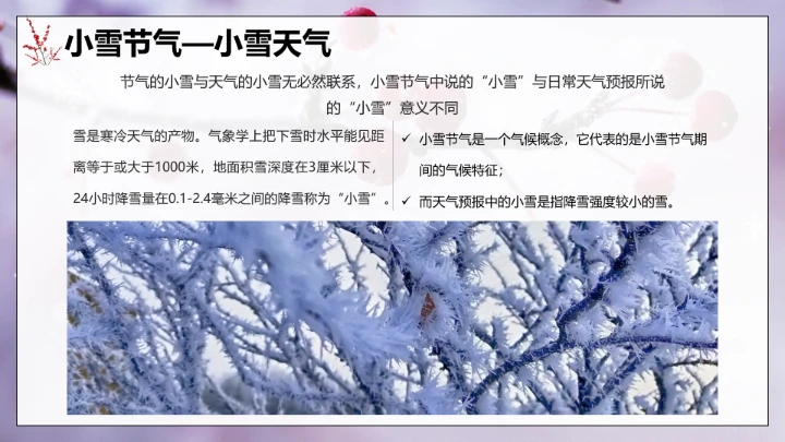 唯美简约小雪节气雪景二十四节气介绍PPT模板