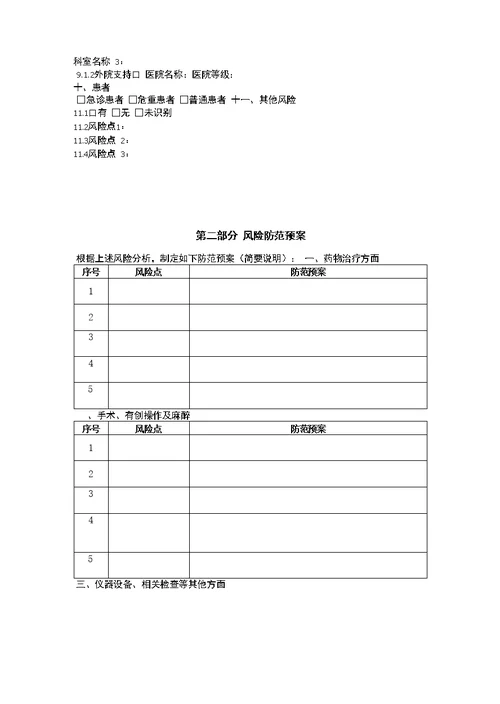 新技术新项目医疗风险评估表全集文档