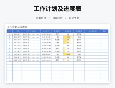 工作计划及进度表