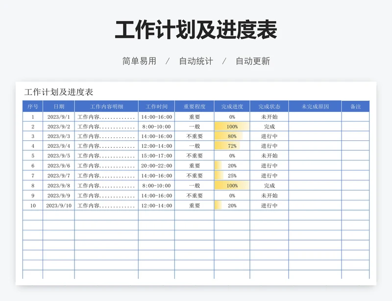 工作计划及进度表
