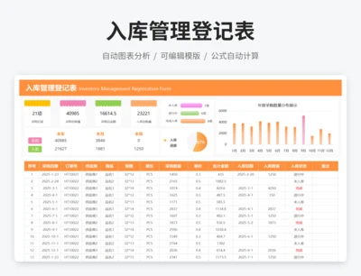 入库管理登记表