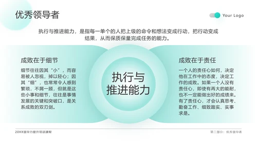 绿色扁平领导力培训通用PPT模板