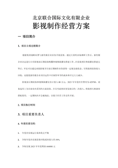 影视公司年度经营计划方案.docx