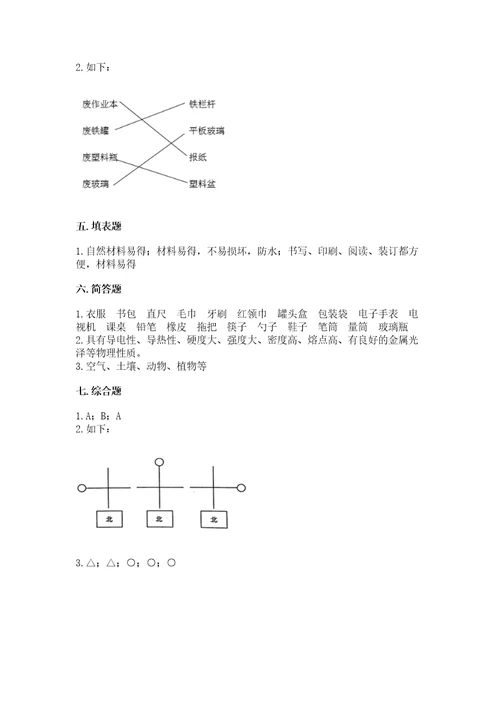 教科版科学二年级上册《期末测试卷》附答案达标题