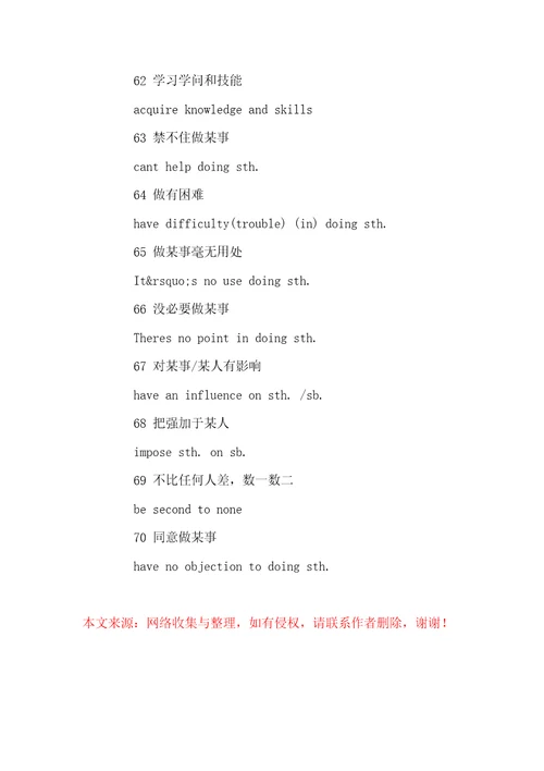 大学英语四级写作中的高频固定搭配词组