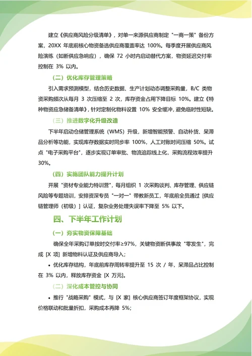 资材部年中工作总结(年度年终通用)