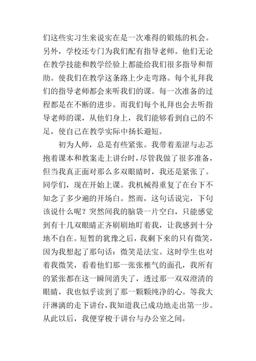 师范生顶岗的实习总结