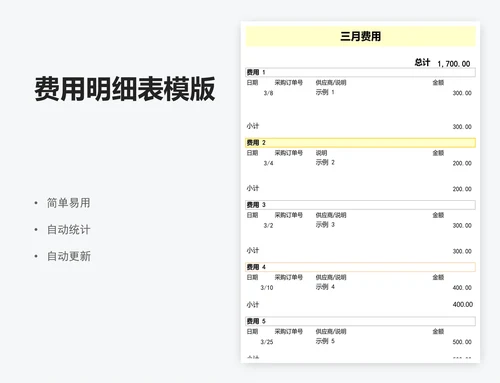 费用明细表模版