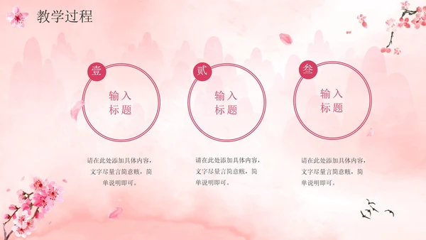唯美清新桃花中国风说课设计PPT模板