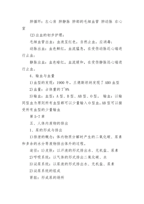 人教版七年级下册生物知识点归纳.docx