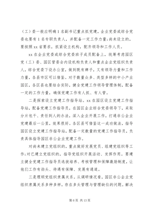 加强非公企业党建工作座谈会讲话.docx