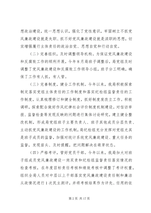 市统计局XX年度党政领导班子履行党风廉政建设主体责任情况报告.docx
