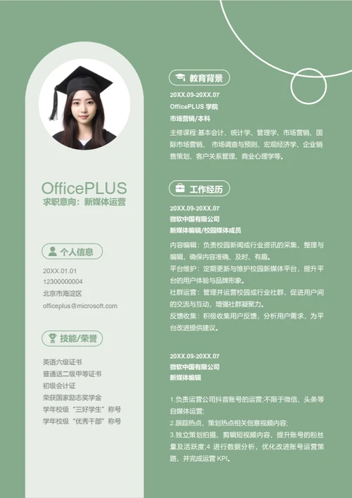 新媒体运营岗位简历模板