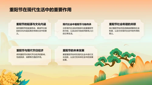 橙色复古风重阳佳节科普介绍PPT模板