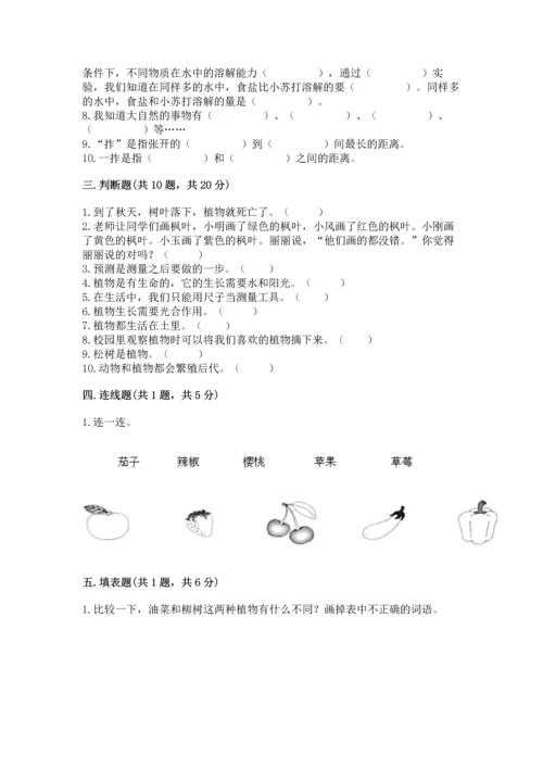 教科版一年级上册科学期末测试卷【培优】.docx