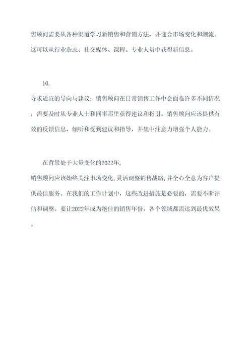 销售顾问工作明年工作计划
