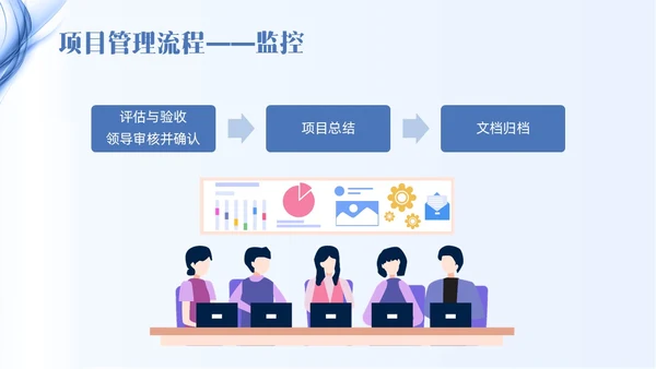 蓝色线条简约项目管理PPT课件