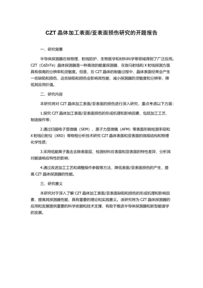 亚表面损伤研究的开题报告.docx