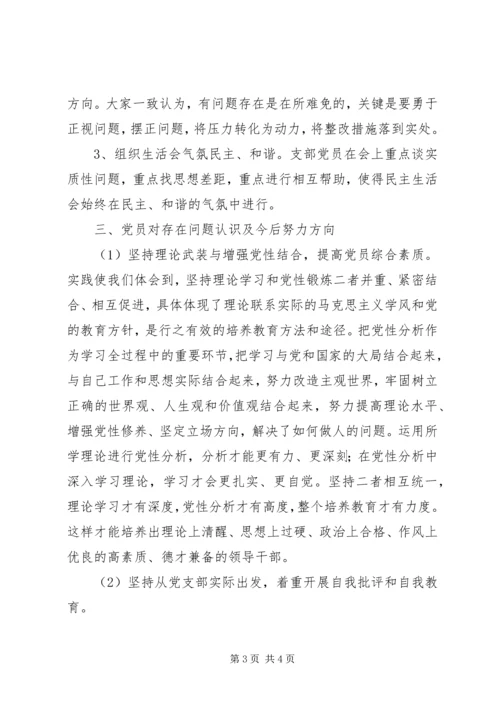 水利局党支部专题组织生活会情况汇报精编.docx