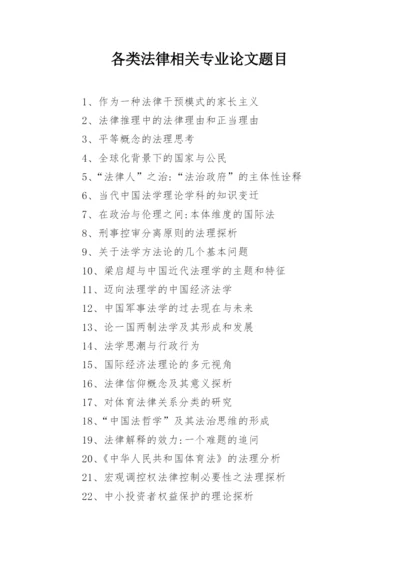 各类法律相关专业论文题目.docx