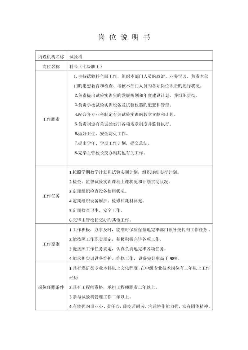 实验科岗位说明书.docx