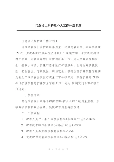门急诊大科护理个人工作计划5篇.docx