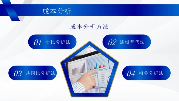 蓝色商务风成本管理培训PPT模板分析