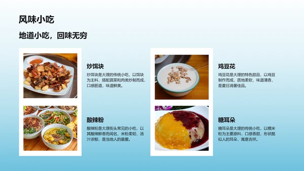 蓝色摄影风家乡大理旅游资源全面介绍PPT模板