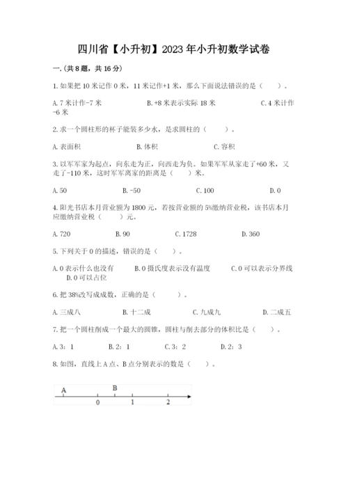 四川省【小升初】2023年小升初数学试卷（典型题）.docx