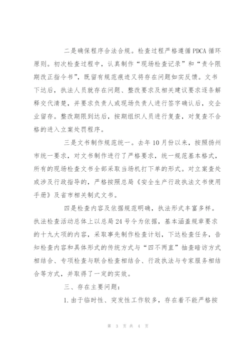 行业企业安全生产行政执法工作总结.docx