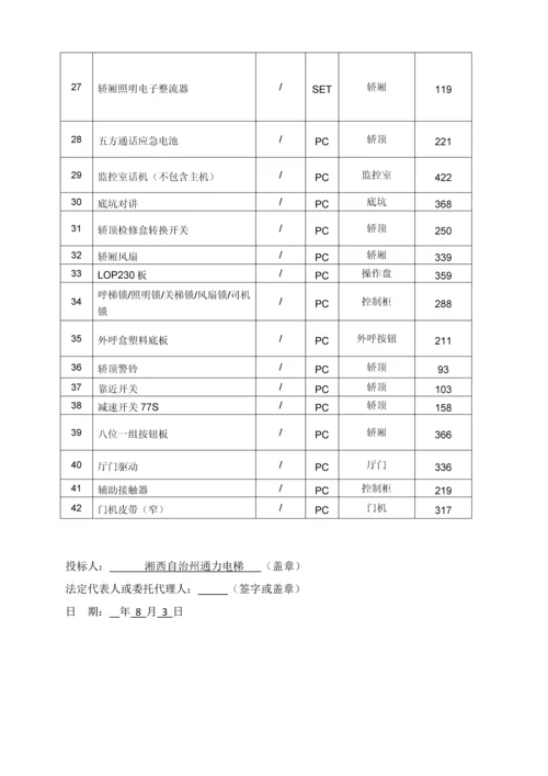 标准厂房项目电梯工程投标文件模板.docx