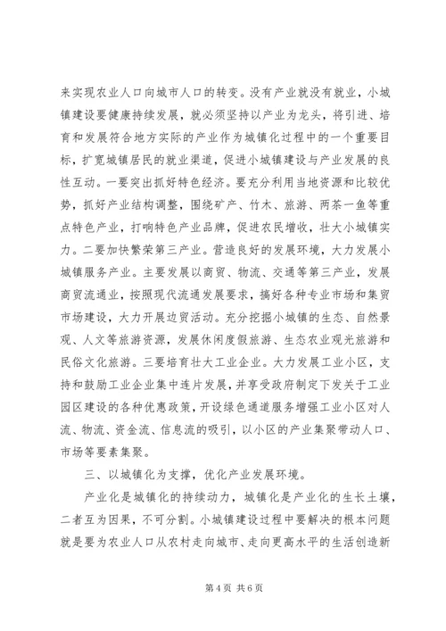 产业化与小城镇建设调研报告.docx