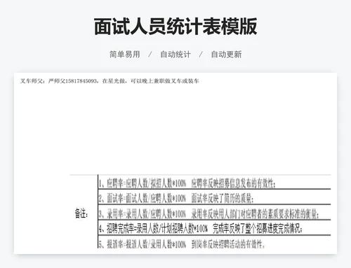 面试人员统计表模版