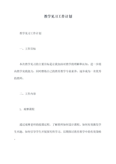 教学见习工作计划