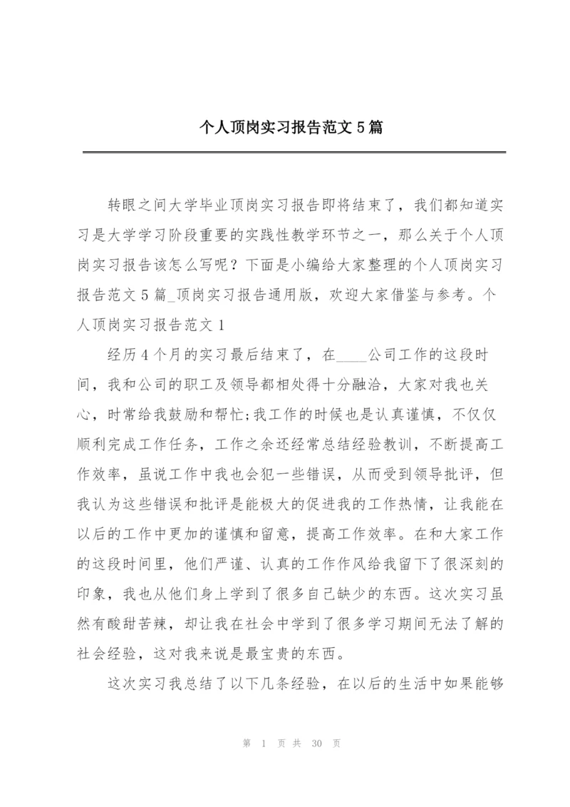 个人顶岗实习报告范文5篇.docx
