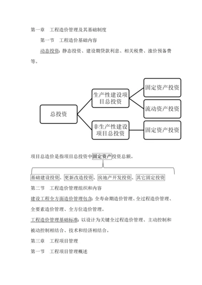 建设综合项目工程造价管理读书重点笔记.docx