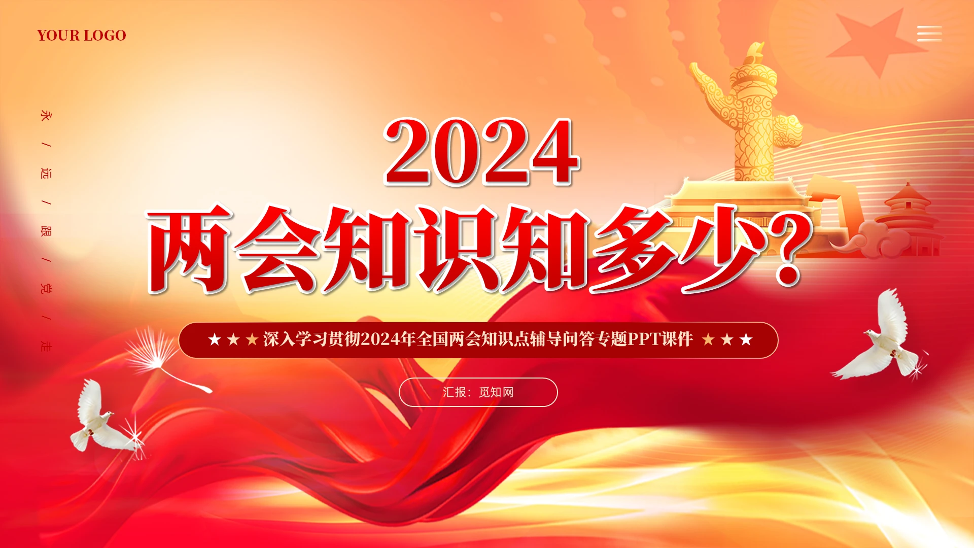 党建2024两会知识知多少教育党课课件PPT