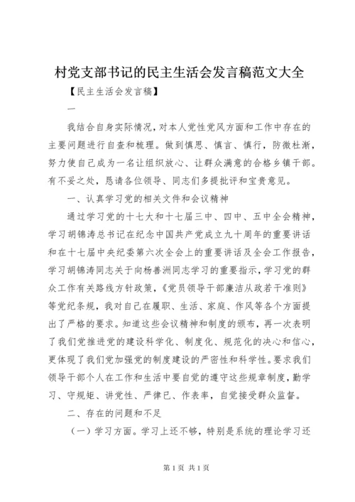 村党支部书记的民主生活会发言稿范文大全.docx