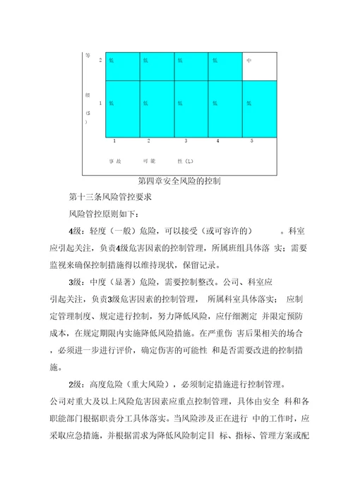 安全生产风险分级管控管理制度