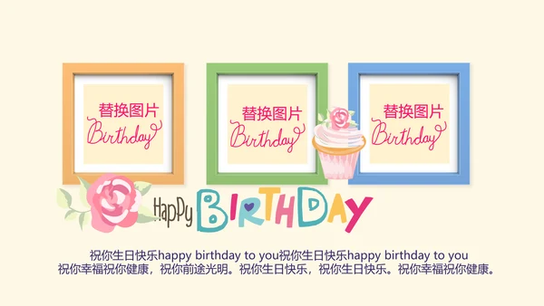 橙色生日快乐电子相册动态PPT模板