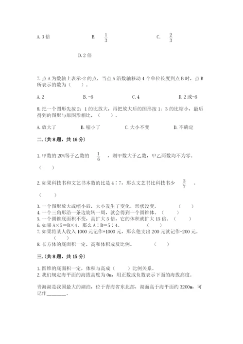 苏教版数学六年级下册试题期末模拟检测卷（重点）.docx