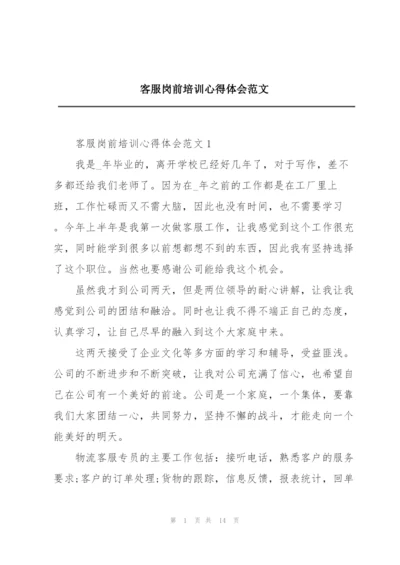 客服岗前培训心得体会范文.docx