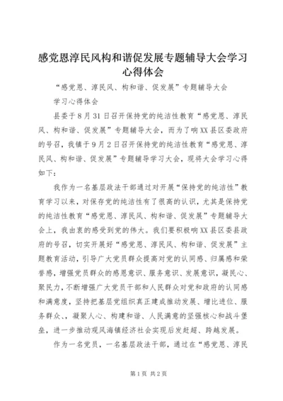 感党恩淳民风构和谐促发展专题辅导大会学习心得体会.docx