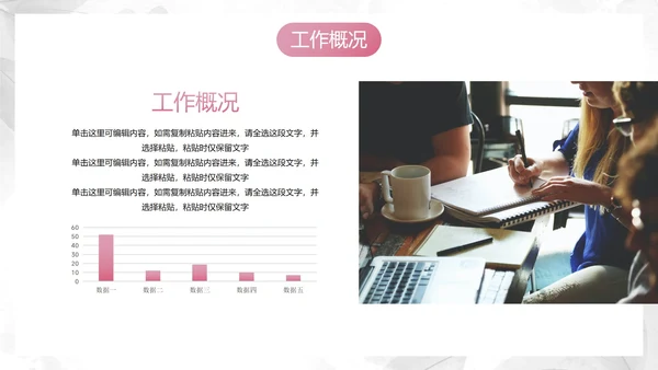 小清新真实花卉商务工作汇报PPT模板