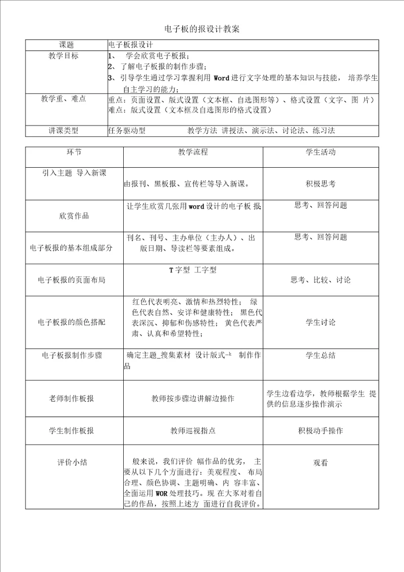 电子板报的设计教案