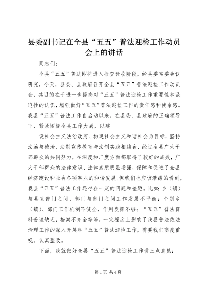 县委副书记在全县“五五”普法迎检工作动员会上的讲话 (2).docx